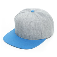 Richardson 510, Classic Flat Bill Trucker Hat, Snap back,Heather Gray, Custom Branded, Custom design hat, blue and heather gray, light blue and gray, 