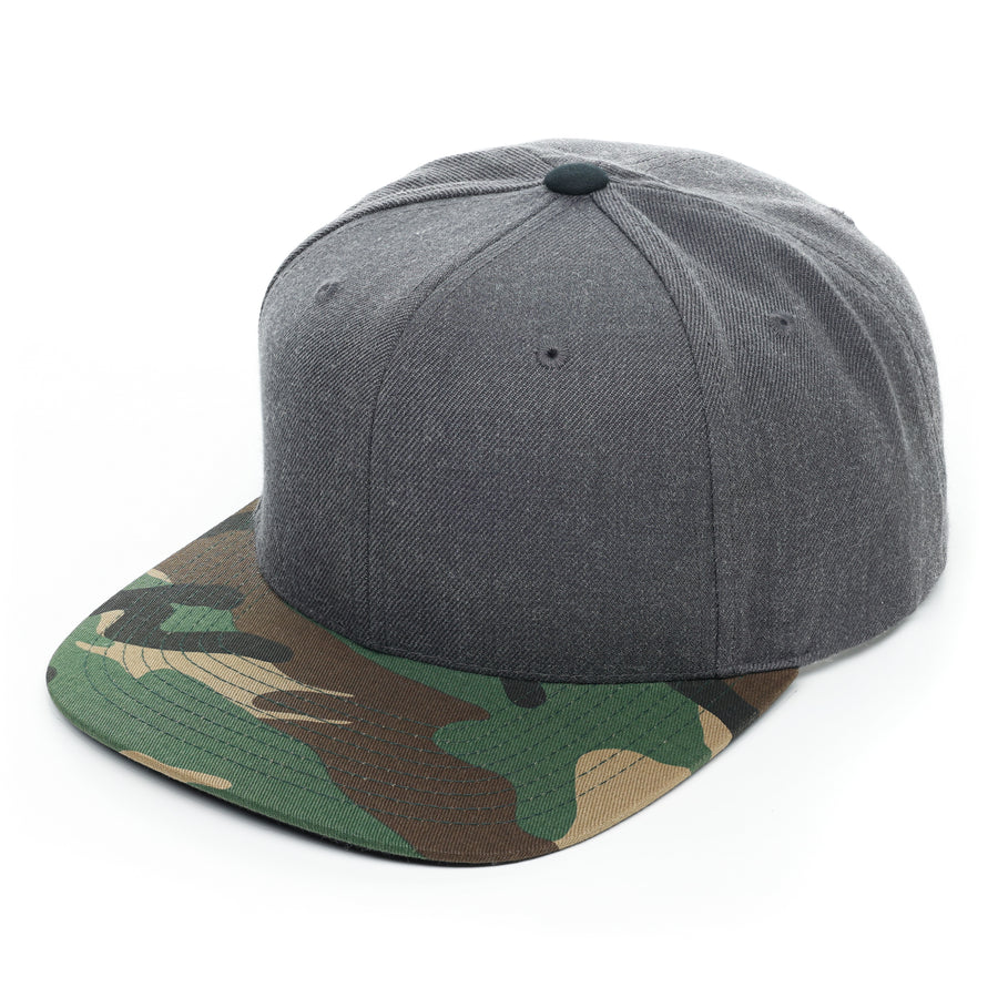 Richardson 510, camo hat, camo trucker, Classic Flat Bill Trucker Hat, Snap back,Heather Gray, Custom Branded, Custom design hat, camo, camo and charcoal gray,