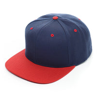 Classic Flat Bill Trucker Hat, Snap back, navy blue and red, Custom Branded, Custom design hat