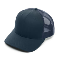 Richardson 112, No minimum, Curved Trucker Hat, mesh, Snap back, mesh, Custom Branded, Custom design hat, Richardson sports, Navy, Navy Blue, Navy mesh, Navy and Navy